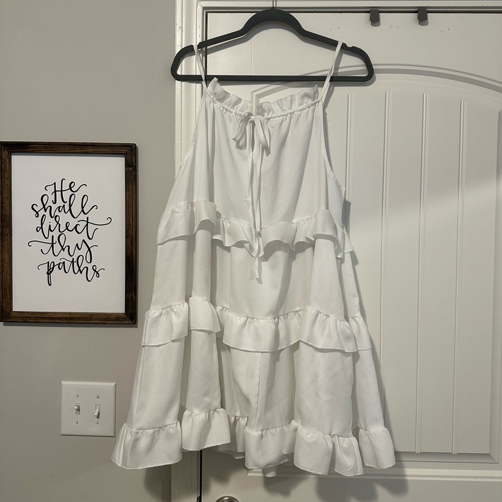 Boohoo Super cute mini tiered white dress